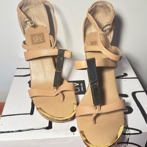 Dolce Vita Beige and Gold Women's Sandals
